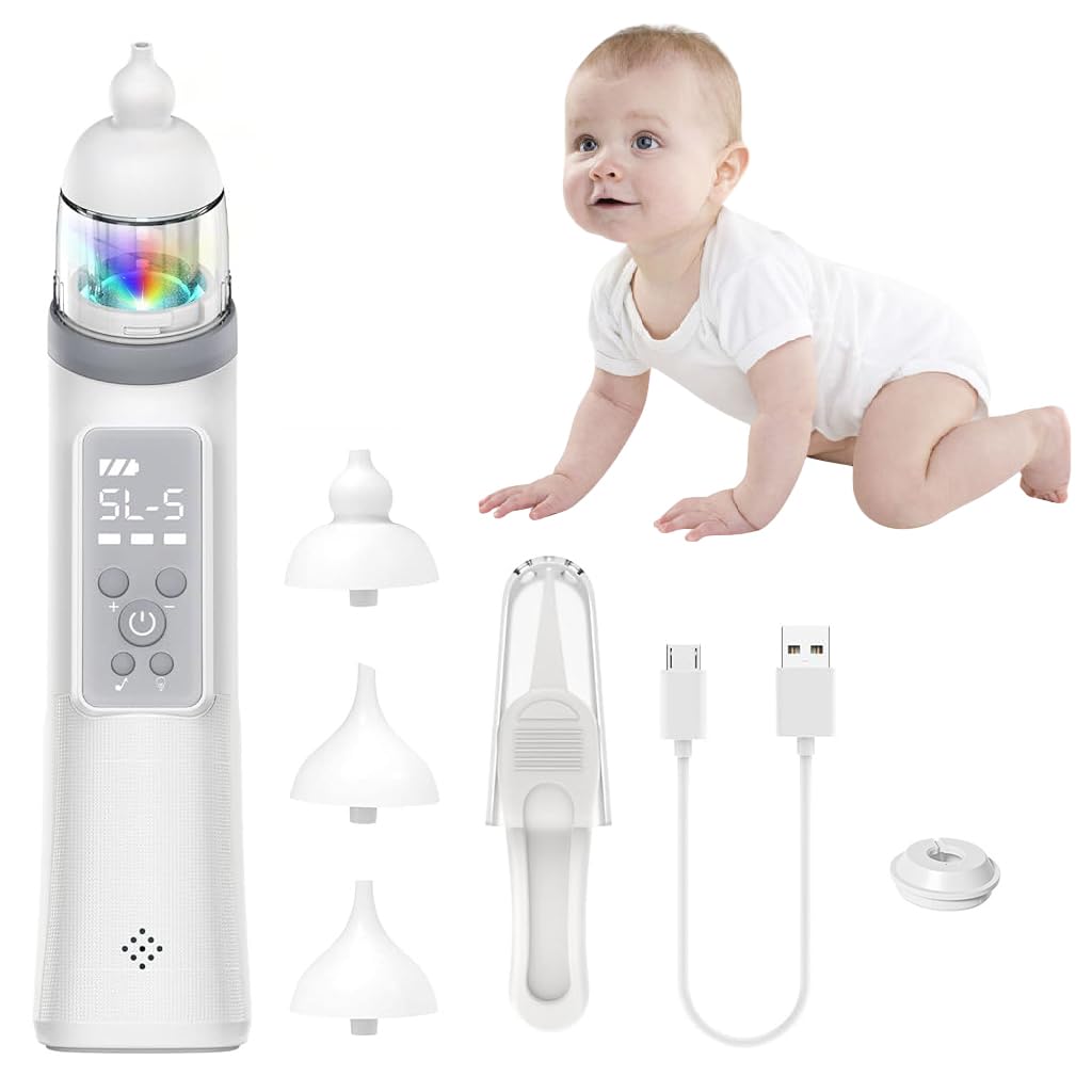 SNOWIE SOFT USB Nasal Aspirator for Baby with Light & Music, 5 Levels & 3 Tips, Electric Baby Nose Suction, Baby Nose Sucker Baby Mucus Remover Toddlers Nose Cleaner Electric Nasal Sucker (White) SNOWIE SOFT USB Nasal Aspirator for Baby with Light & Music, 5 Levels & 3 Tips, Electric Baby Nose Suction, Baby Nose Sucker Baby Mucus Remover Toddlers Nose Cleaner Electric Nasal Sucker (White)